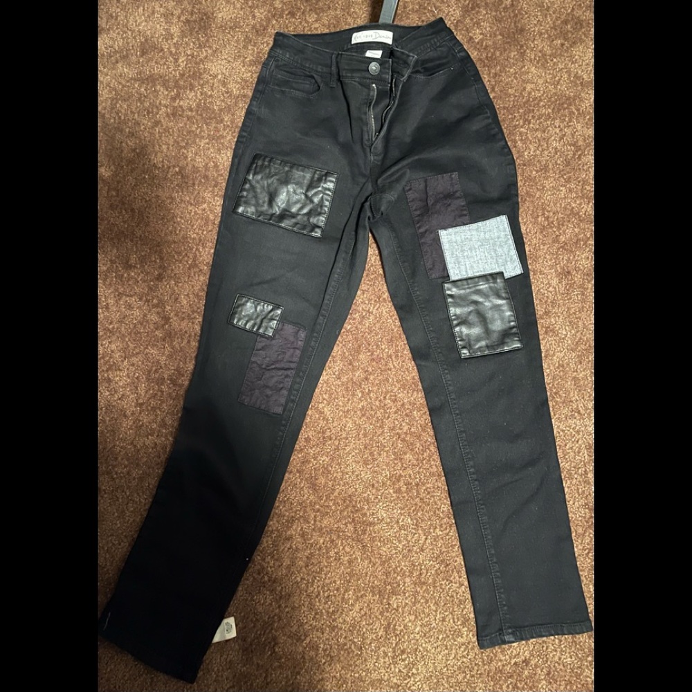 Black patched jeans